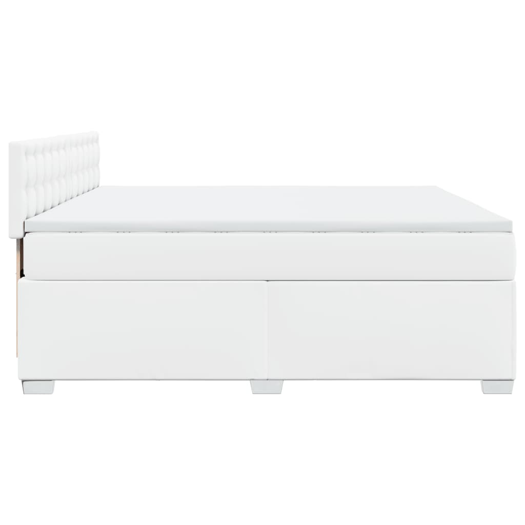 Κρεβάτι Boxspring με Στρώμα Λευκό 180x200 εκ. Συνθετικό Δέρμα - Pakobazaar