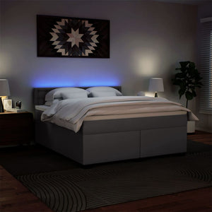 Κρεβάτι Boxspring με Στρώμα Γκρι 180x200 εκ. Συνθετικό Δέρμα - Pakobazaar