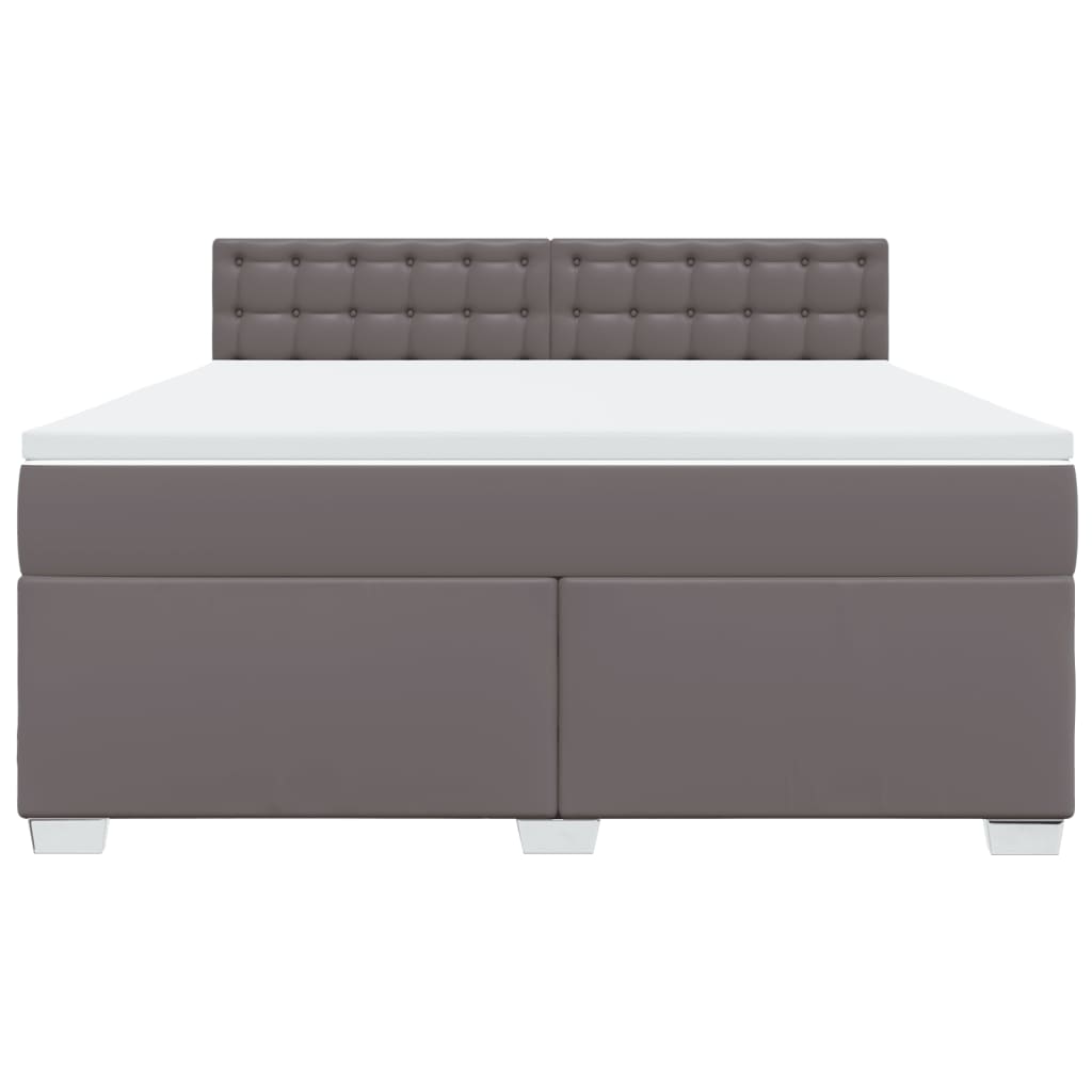 Κρεβάτι Boxspring με Στρώμα Γκρι 180x200 εκ. Συνθετικό Δέρμα - Pakobazaar