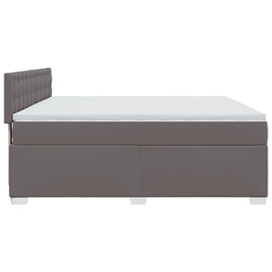Κρεβάτι Boxspring με Στρώμα Γκρι 180x200 εκ. Συνθετικό Δέρμα - Pakobazaar