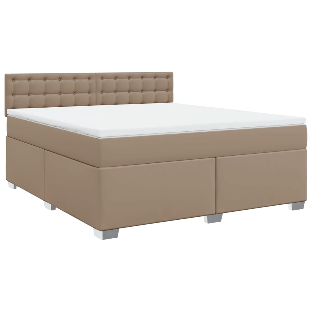Κρεβάτι Boxspring με Στρώμα Καπουτσίνο 180x200 εκ. Συνθ. Δέρμα