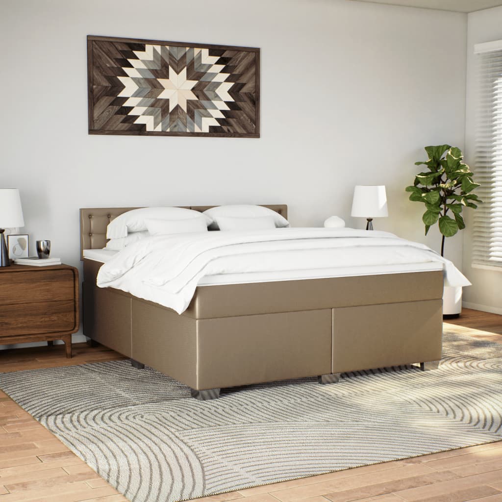 Κρεβάτι Boxspring με Στρώμα Καπουτσίνο 180x200 εκ. Συνθ. Δέρμα