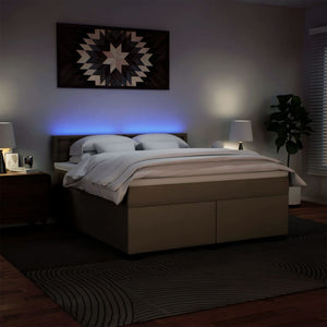 Κρεβάτι Boxspring με Στρώμα Καπουτσίνο 180x200 εκ. Συνθ. Δέρμα