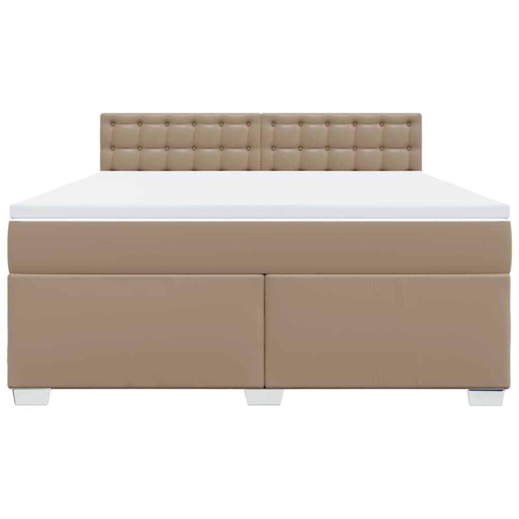Κρεβάτι Boxspring με Στρώμα Καπουτσίνο 180x200 εκ. Συνθ. Δέρμα