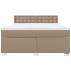 Κρεβάτι Boxspring με Στρώμα Καπουτσίνο 180x200 εκ. Συνθ. Δέρμα