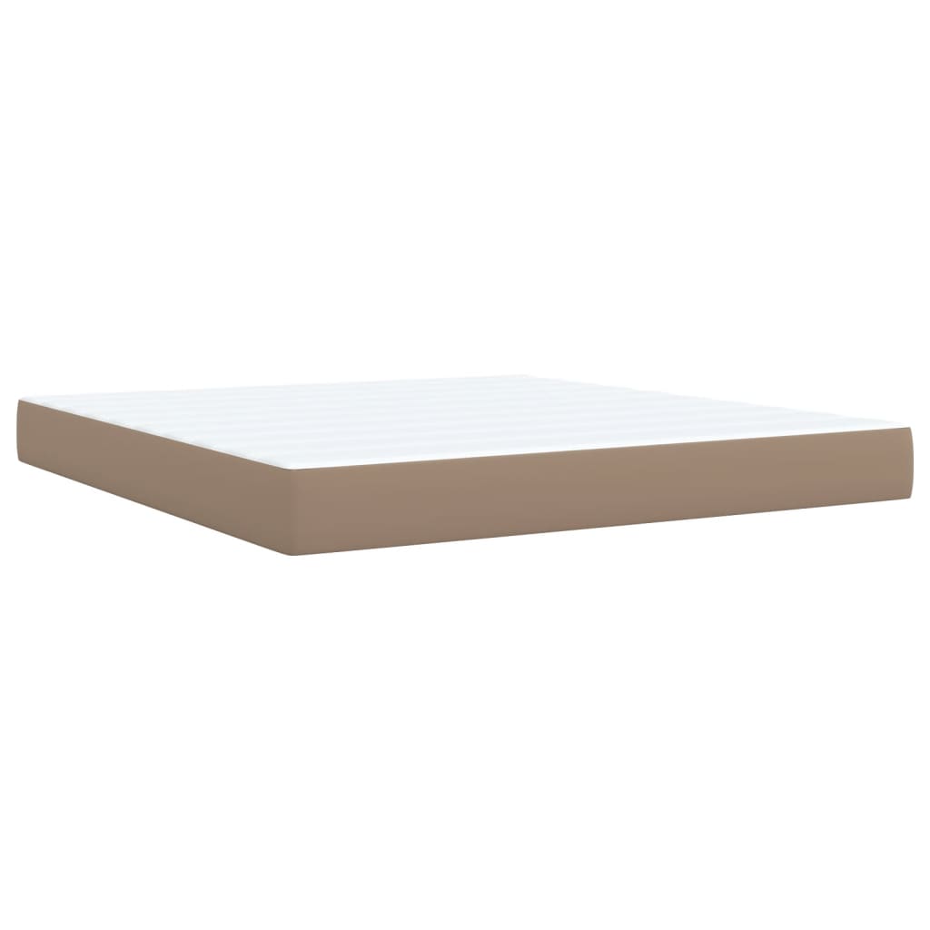 Κρεβάτι Boxspring με Στρώμα Καπουτσίνο 180x200 εκ. Συνθ. Δέρμα