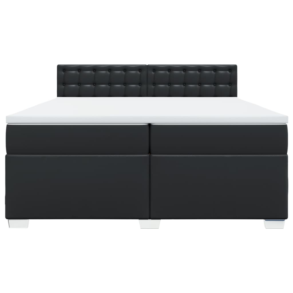 Κρεβάτι Boxspring με Στρώμα Μαύρο 200x200 εκ. Συνθετικό Δέρμα - Pakobazaar