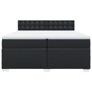 Κρεβάτι Boxspring με Στρώμα Μαύρο 200x200 εκ. Συνθετικό Δέρμα - Pakobazaar