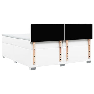 Κρεβάτι Boxspring με Στρώμα Λευκό 200x200 εκ. Συνθετικό Δέρμα - Pakobazaar