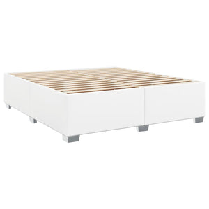 Κρεβάτι Boxspring με Στρώμα Λευκό 200x200 εκ. Συνθετικό Δέρμα - Pakobazaar