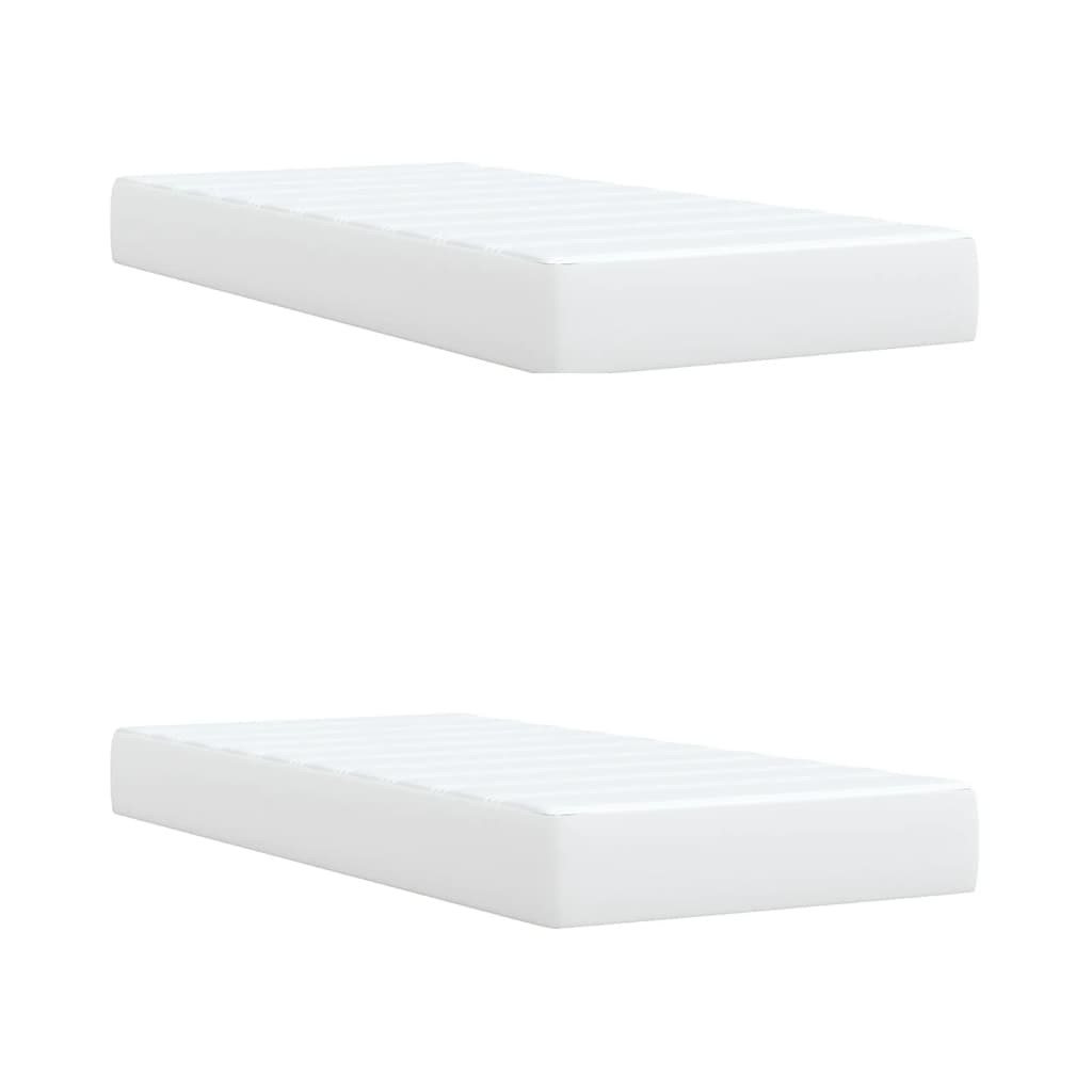 Κρεβάτι Boxspring με Στρώμα Λευκό 200x200 εκ. Συνθετικό Δέρμα - Pakobazaar
