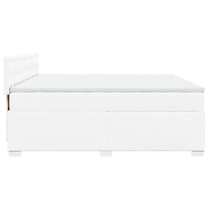 Κρεβάτι Boxspring με Στρώμα Λευκό 200x200 εκ. Συνθετικό Δέρμα - Pakobazaar
