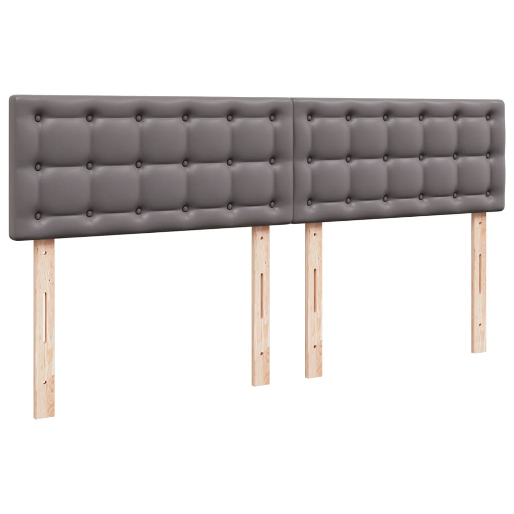 Κρεβάτι Boxspring με Στρώμα Γκρι 200x200 εκ. Συνθετικό Δέρμα - Pakobazaar
