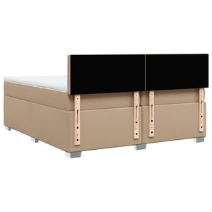 Κρεβάτι Boxspring με Στρώμα Καπουτσίνο 200x200εκ.από Συνθ.Δέρμα - Pakobazaar