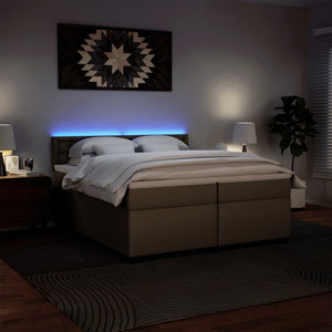 Κρεβάτι Boxspring με Στρώμα Καπουτσίνο 200x200εκ.από Συνθ.Δέρμα - Pakobazaar