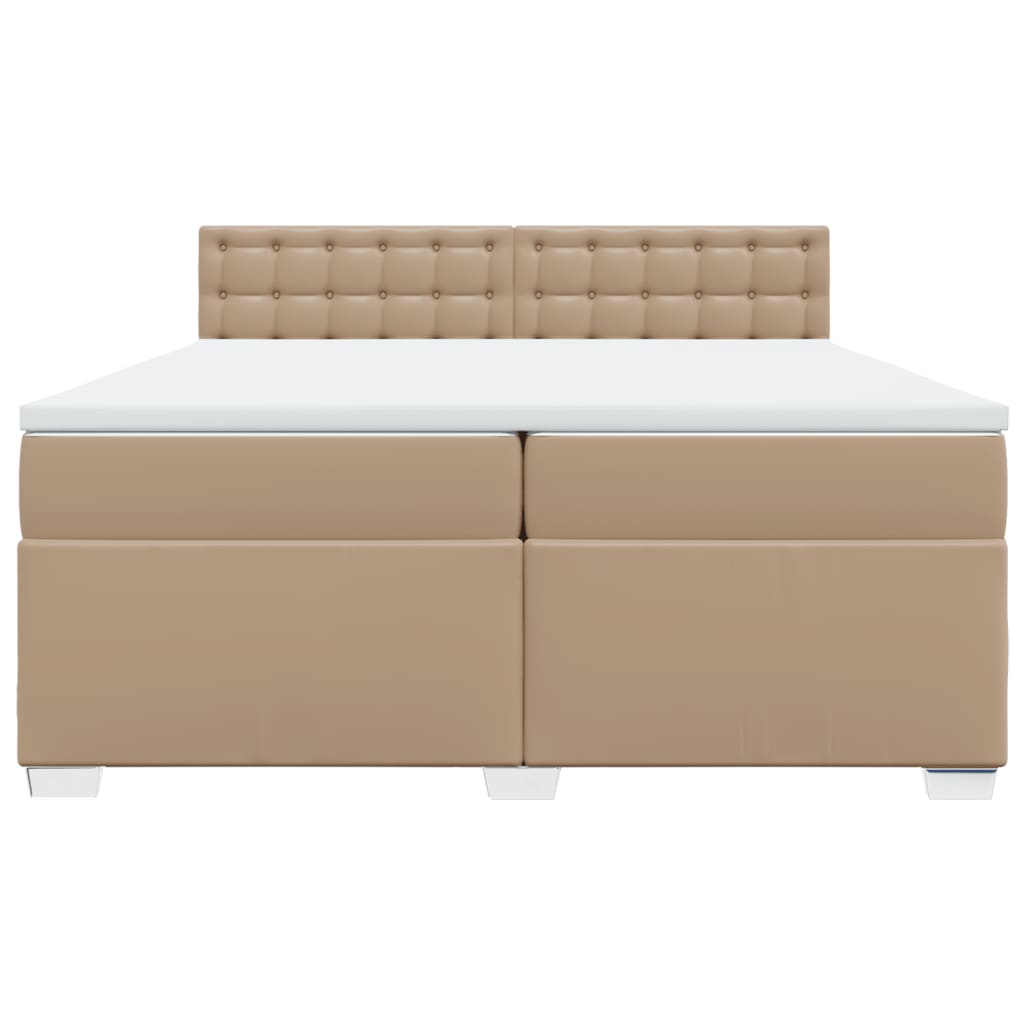 Κρεβάτι Boxspring με Στρώμα Καπουτσίνο 200x200εκ.από Συνθ.Δέρμα