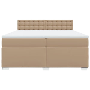 Κρεβάτι Boxspring με Στρώμα Καπουτσίνο 200x200εκ.από Συνθ.Δέρμα - Pakobazaar