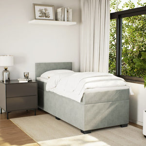 Κρεβάτι Boxspring με Στρώμα Ανοιχτό Γκρι 80x200 εκ. Βελούδινο - Pakobazaar