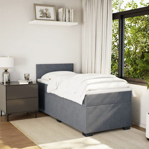 Κρεβάτι Boxspring με Στρώμα Σκούρο Γκρι 80x200 εκ. Βελούδινο - Pakobazaar