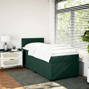 Κρεβάτι Boxspring με Στρώμα Σκούρο Πράσινο 80x200 εκ. Βελούδινο