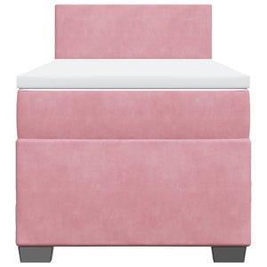 Κρεβάτι Boxspring με Στρώμα Ροζ 80 x 200 εκ. Βελούδινο - Pakobazaar