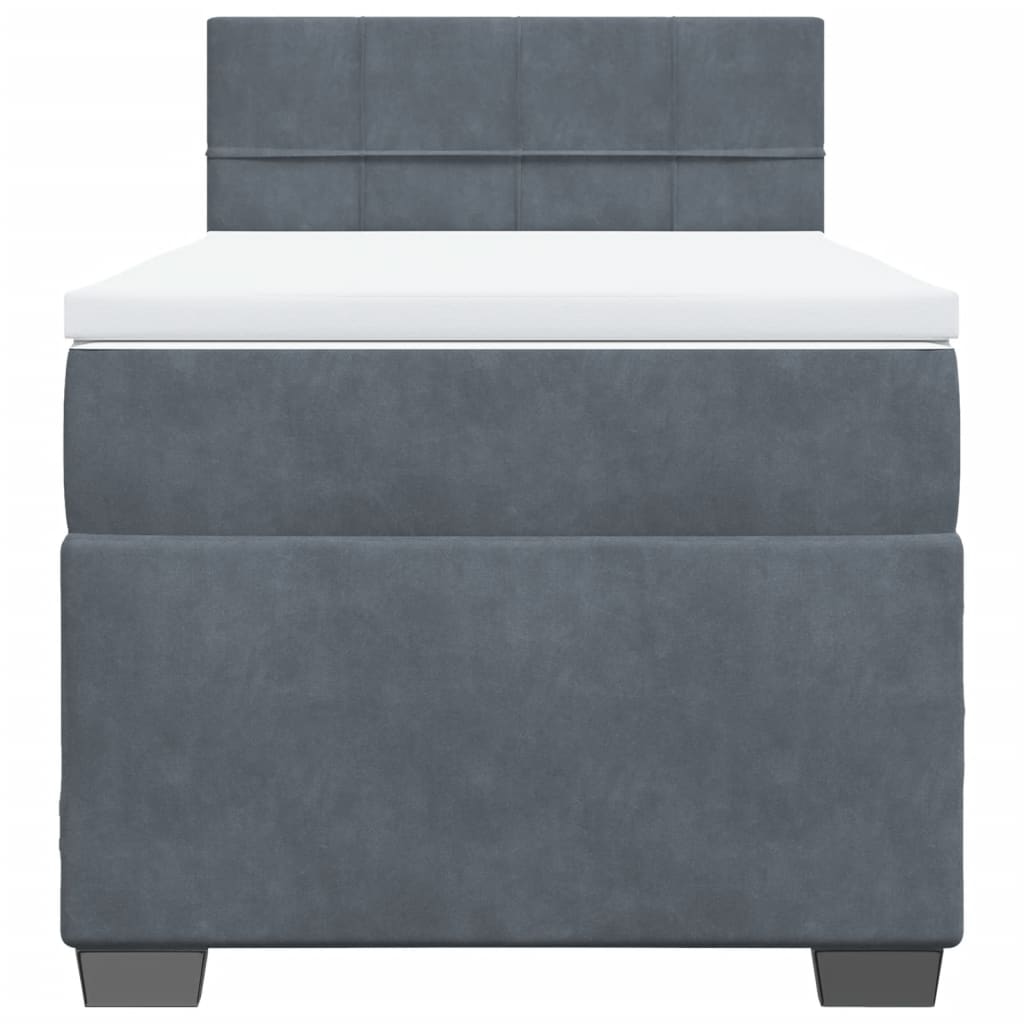 Κρεβάτι Boxspring με Στρώμα Σκούρο Γκρι 80x200 εκ. Βελούδινο - Pakobazaar