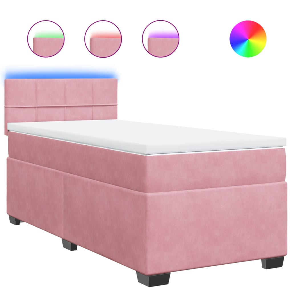 Κρεβάτι Boxspring με Στρώμα Ροζ 80 x 200 εκ. Βελούδινο - Pakobazaar