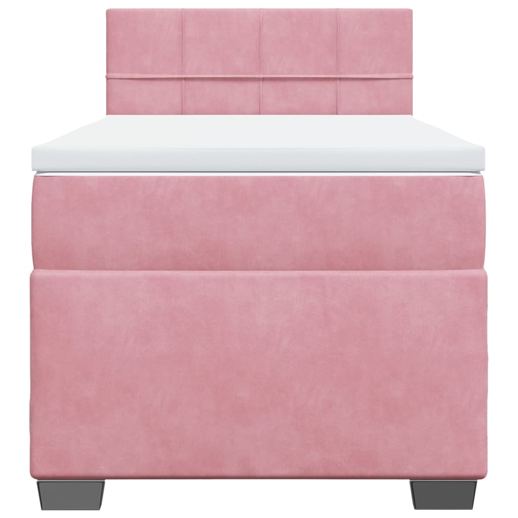 Κρεβάτι Boxspring με Στρώμα Ροζ 80 x 200 εκ. Βελούδινο - Pakobazaar