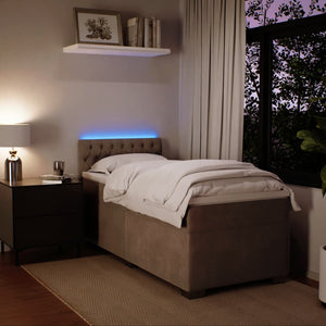 Κρεβάτι Boxspring με Στρώμα Ανοιχτό Γκρι 80x200 εκ. Βελούδινο - Pakobazaar