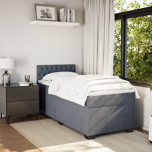 Κρεβάτι Boxspring με Στρώμα Σκούρο Γκρι 80x200 εκ. Βελούδινο