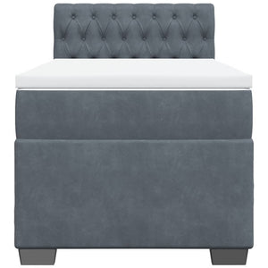 Κρεβάτι Boxspring με Στρώμα Σκούρο Γκρι 80x200 εκ. Βελούδινο
