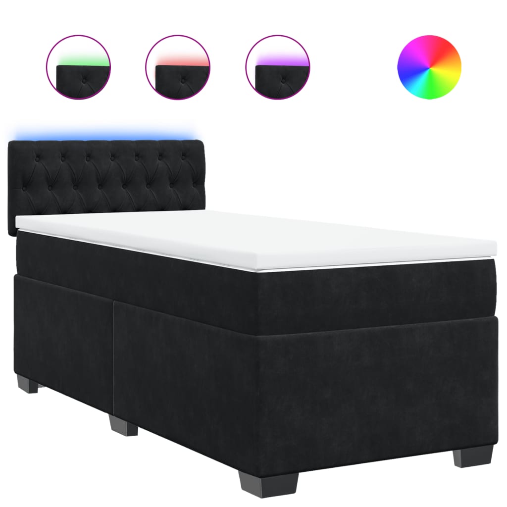 Κρεβάτι Boxspring με Στρώμα Μαύρο 80 x 200 εκ. Βελούδινο - Pakobazaar