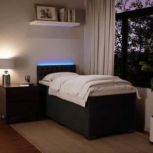 Κρεβάτι Boxspring με Στρώμα Μαύρο 80 x 200 εκ. Βελούδινο - Pakobazaar