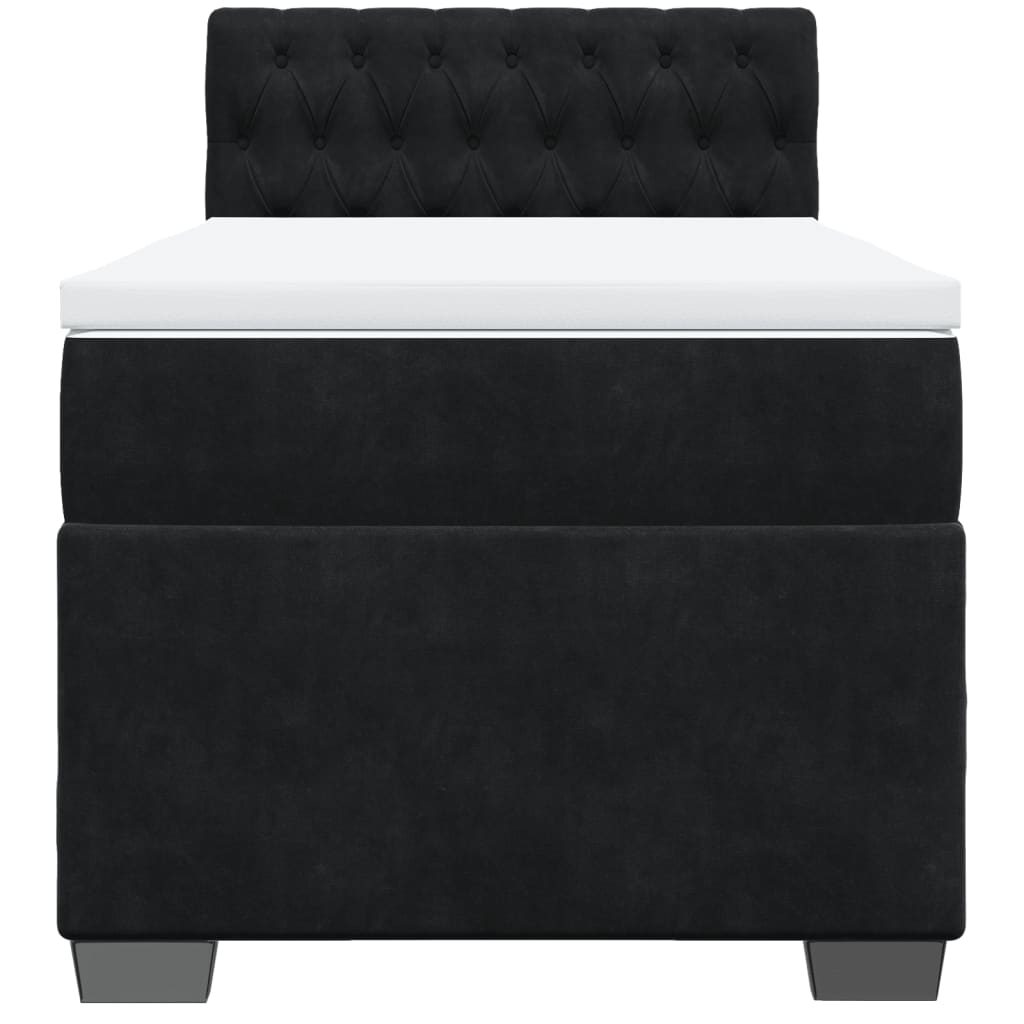 Κρεβάτι Boxspring με Στρώμα Μαύρο 80 x 200 εκ. Βελούδινο - Pakobazaar