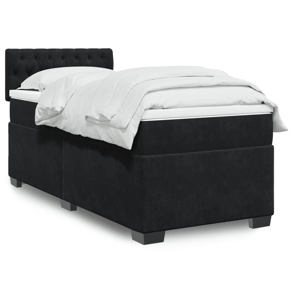 Κρεβάτι Boxspring με Στρώμα Μαύρο 80 x 200 εκ. Βελούδινο - Pakobazaar