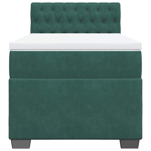 Κρεβάτι Boxspring με Στρώμα Σκούρο Πράσινο 80x200 εκ. Βελούδινο - Pakobazaar