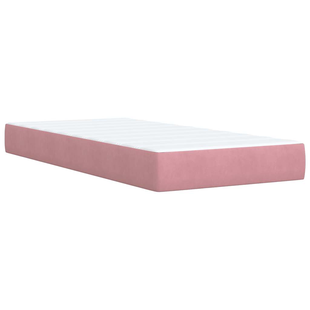 Κρεβάτι Boxspring με Στρώμα Ροζ 80 x 200 εκ. Βελούδινο