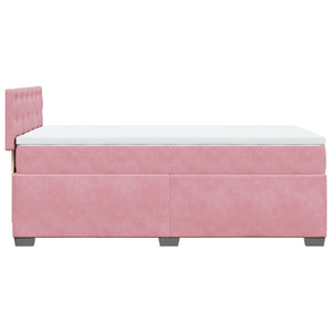 Κρεβάτι Boxspring με Στρώμα Ροζ 80 x 200 εκ. Βελούδινο - Pakobazaar