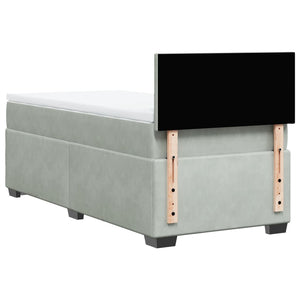 Κρεβάτι Boxspring με Στρώμα Ανοιχτό Γκρι 90x190 εκ. Βελούδινο - Pakobazaar