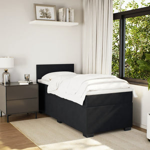 Κρεβάτι Boxspring με Στρώμα Μαύρο 90x190 εκ. Βελούδινο - Pakobazaar