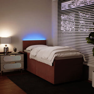 Κρεβάτι Boxspring με Στρώμα Ροζ 90x190 εκ. Βελούδινο - Pakobazaar