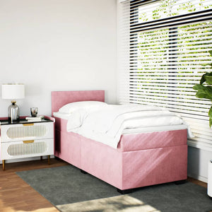 Κρεβάτι Boxspring με Στρώμα Ροζ 90x190 εκ. Βελούδινο - Pakobazaar