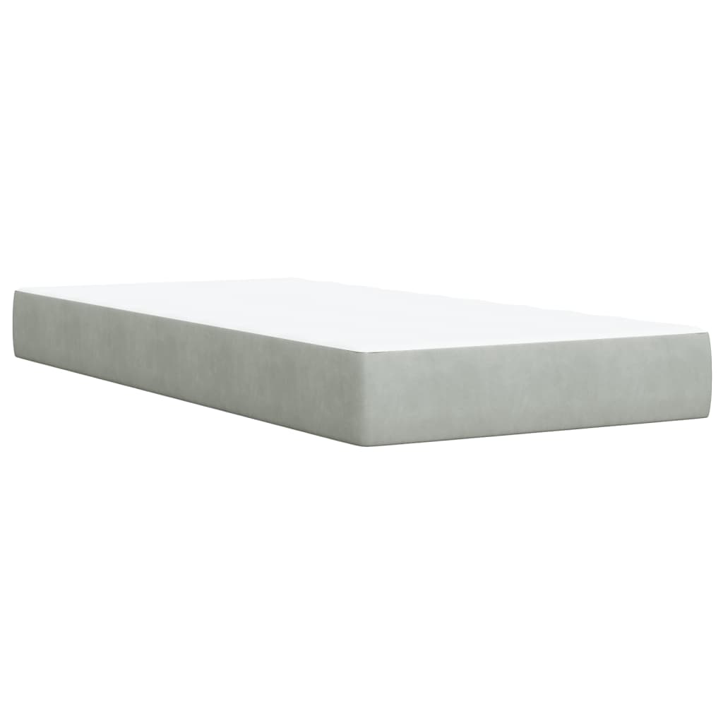 Κρεβάτι Boxspring με Στρώμα Ανοιχτό Γκρι 90x190 εκ. Βελούδινο - Pakobazaar