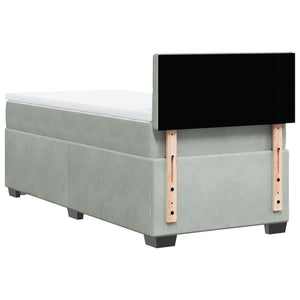 Κρεβάτι Boxspring με Στρώμα Ανοιχτό Γκρι 90x190 εκ. Βελούδινο - Pakobazaar