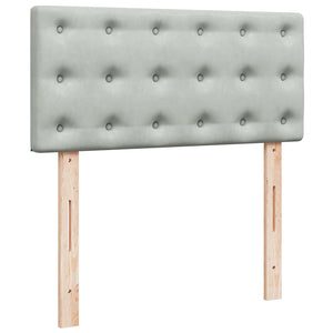 Κρεβάτι Boxspring με Στρώμα Ανοιχτό Γκρι 90x190 εκ. Βελούδινο - Pakobazaar