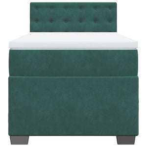 Κρεβάτι Boxspring με Στρώμα Σκούρο Πράσινο 90x190 εκ. Βελούδινο - Pakobazaar
