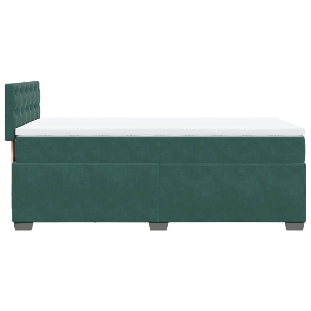 Κρεβάτι Boxspring με Στρώμα Σκούρο Πράσινο 90x190 εκ. Βελούδινο - Pakobazaar