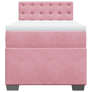 Κρεβάτι Boxspring με Στρώμα Ροζ 90x190 εκ. Βελούδινο - Pakobazaar