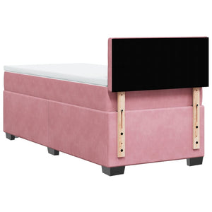 Κρεβάτι Boxspring με Στρώμα Ροζ 90x190 εκ. Βελούδινο - Pakobazaar