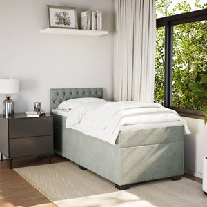 Κρεβάτι Boxspring με Στρώμα Ανοιχτό Γκρι 90x190 εκ. Βελούδινο - Pakobazaar